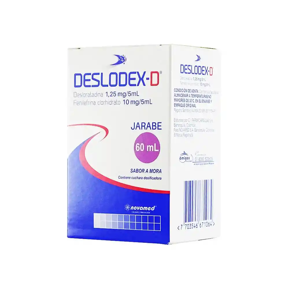 Deslodex-D Jarabe con Sabor a Mora (1.25 mg / 10 mg)