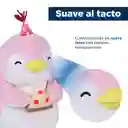 Miniso Peluche Pingüino Con Pizza Rosa