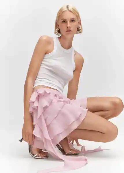 Falda Nube Rosa Palo Talla M Mujer Mango