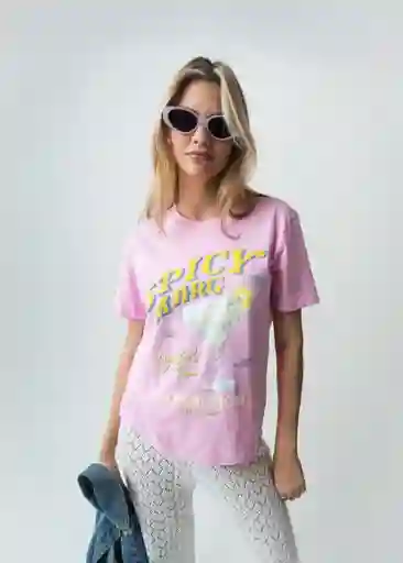 Camiseta Rosa Bonbon Claro Talla M 402G077 Naf Naf