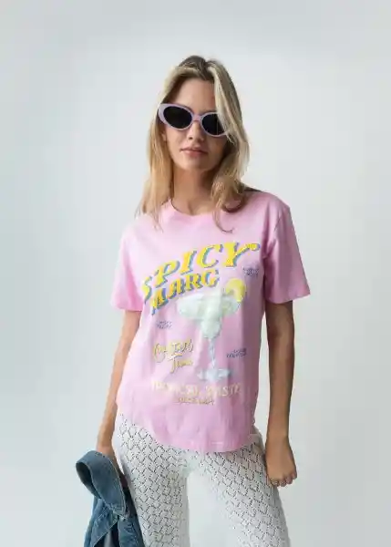 Camiseta Rosa Bonbon Claro Talla M 402G077 Naf Naf