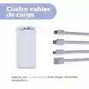 Bateria de Respaldo 10000mah Con 4 Cables Blanco Serie Miniso