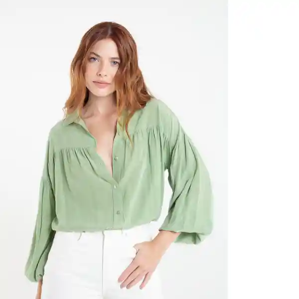  Camisa Free Mujer Verde Escarchado Claro Talla M Naf-Naf 