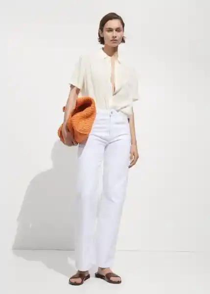 Camisa Moss Off White Talla M Mujer Mango