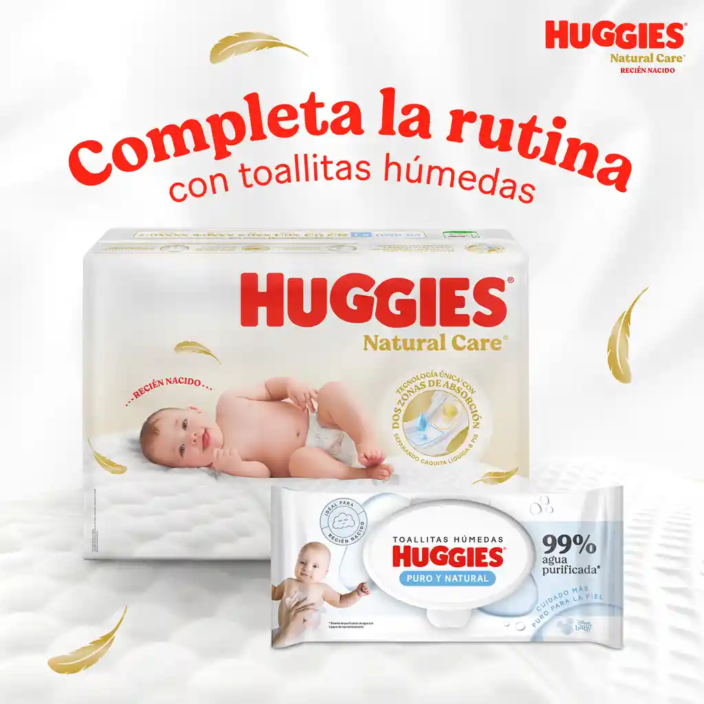 Pañal Huggies Natural Care Etapa 1/Recién Nacido 40 Und