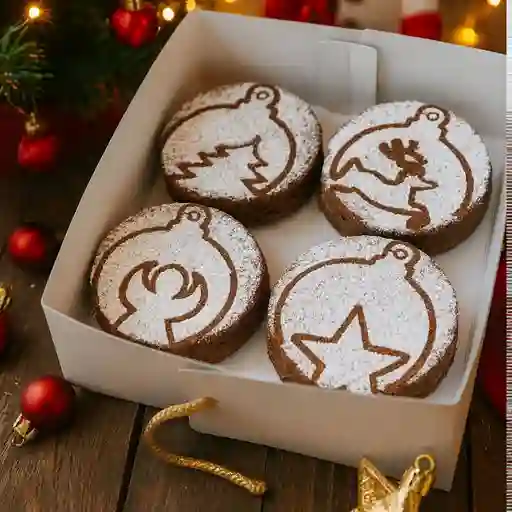 Caja x 4 brownie navidad esferas