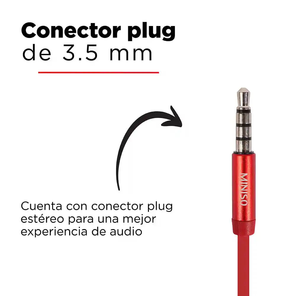 Miniso Audífonos De Cable Rojo