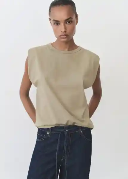 Camiseta Viri Khaki Talla XS Mujer Mango