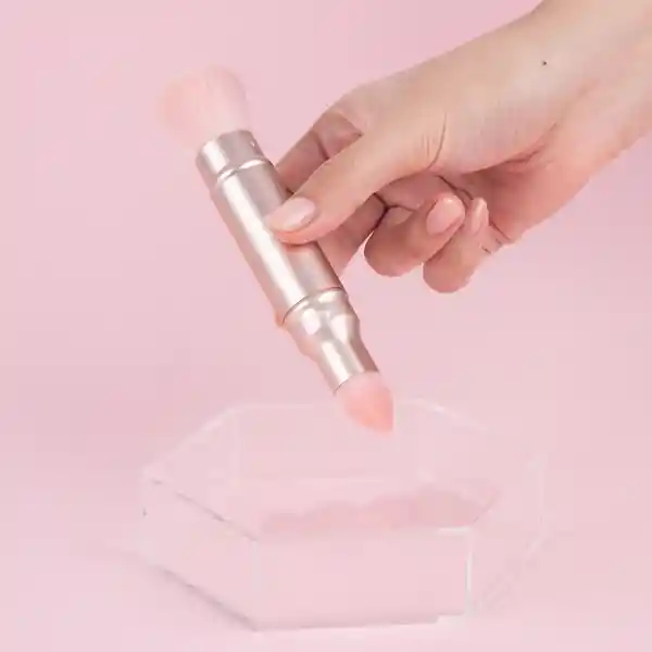 Brocha Maquillaje Retráctil de Doble Punta Serie Rosa Miniso