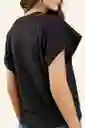 Camiseta Escote en V Color Negro Talla XL Ragged