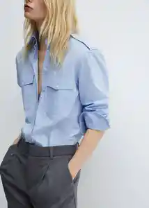 Camisa Mateos Azul Talla L Mujer Mango
