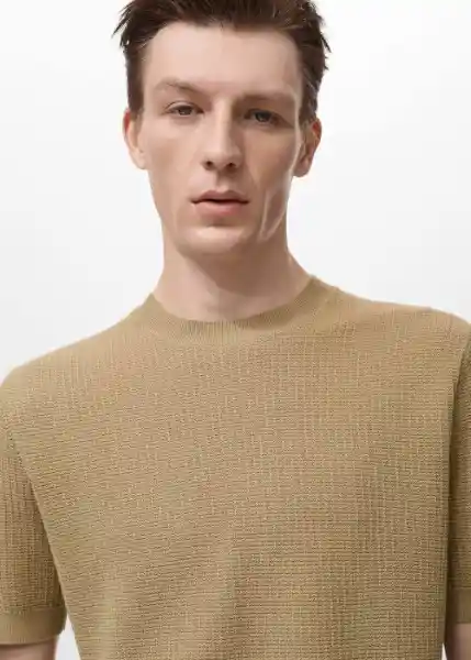 Camiseta Tricot Fluid Beige Talla L Hombre Mango