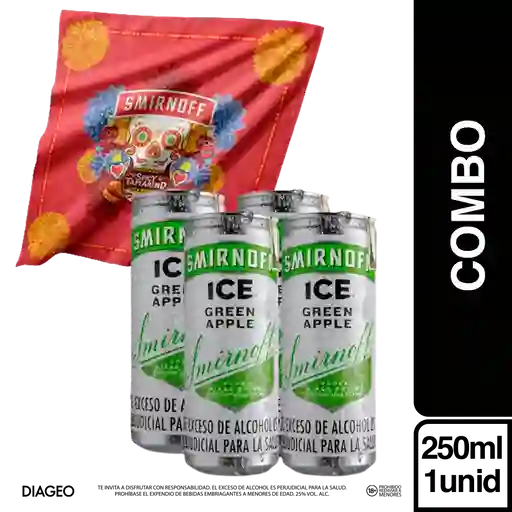 Combo Smirnoff Ice Aperitivo Manzana Verde 4 Und + Pañoleta