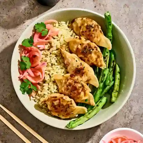 Pork Gyozas & Lime Rice