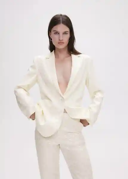 Blazer Americana Natalie Offwhite Talla 24 Mujer Mango