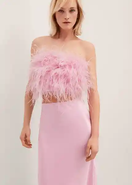 Top Feather Rosa Pastel Talla XS Mujer Mango