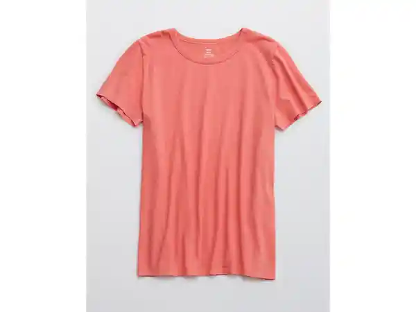 American Eagle Camiseta Cuello Redondo Desgastado Rosa X-Small