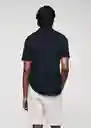 Camiseta Polo Lino Navy Talla XL Hombre Mango