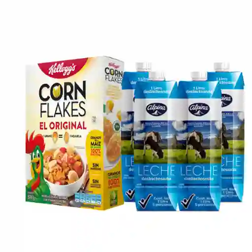 Combo Leche Alpina + Corn Flakes Cereal De Maíz Original