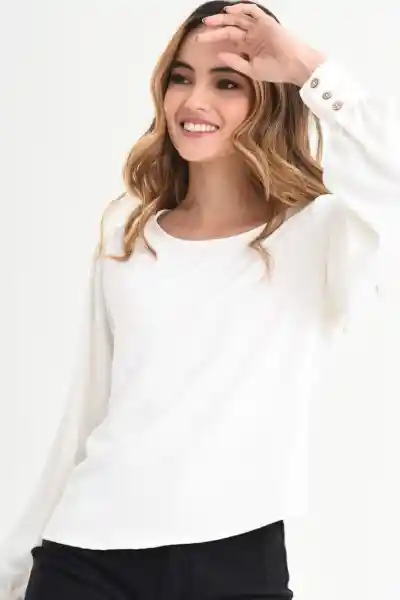 Ragged Blusa Dahlia Color Blanco Crudo Talla M