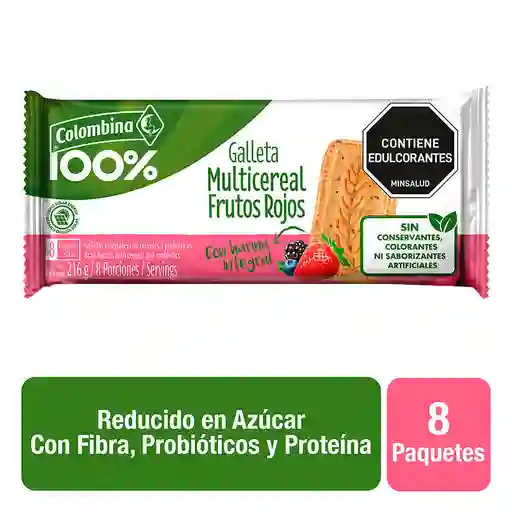 Colombina 100% Galletas Multicereal Sabor a Frutos Rojos