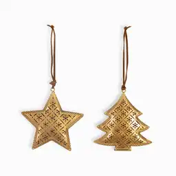 Ambiente Gourmet Set Estrella y Árbol Colgante Dorado