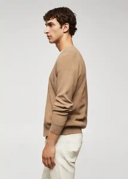 Cárdigan Cottonc Beige Talla XL Hombre Mango