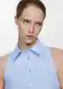 Camisa Paula Azul Talla M Mujer Mango