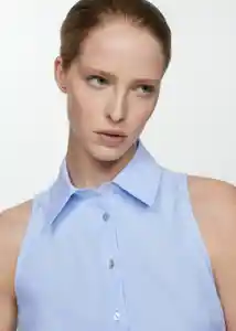 Camisa Paula Azul Talla M Mujer Mango
