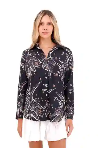 Camisa Boyfriend Haven Palmeras Negro XS Mercedes Campuzano