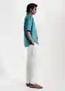 Camisa Malaga Turquesa Talla M Hombre Mango