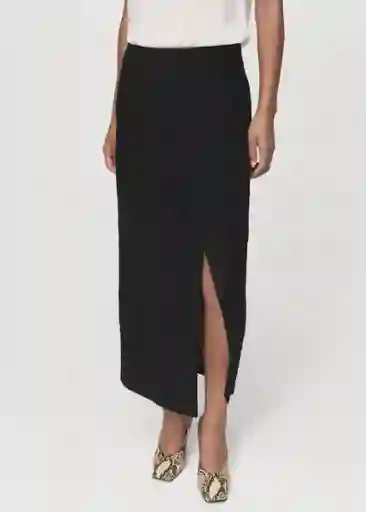 Falda Sebas Negro Talla 38 Mujer Mango