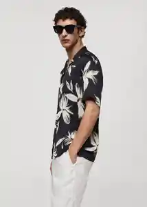 Camisa Mikonos Negro Talla M Hombre Mango