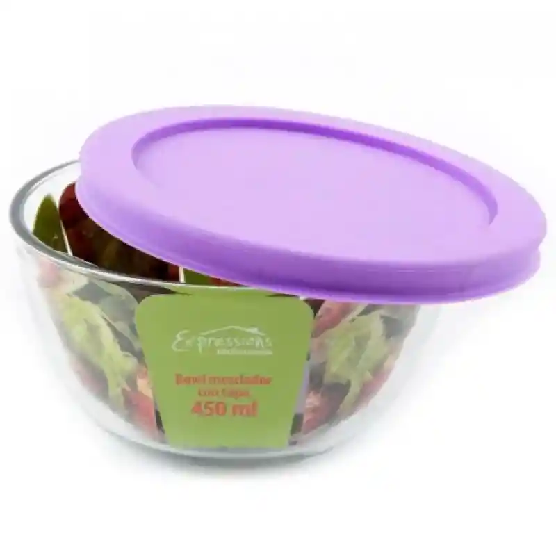 Expressions Bowl Mezclador Vidrio Con Tapa 450 mL Mbp22