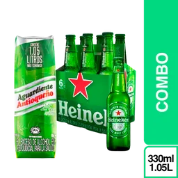 Combo Antioqueño Aguardiente Sin Azúcar Verde + Heineken 6 Und