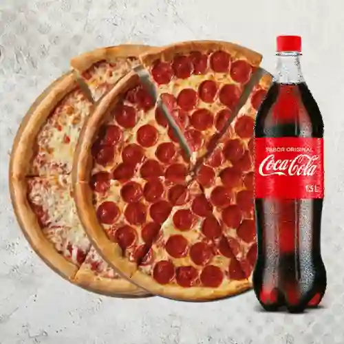 2 Pizza M + 1 Gaseosa 1,5 Lts