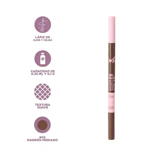 Lápiz de Cejas 3 en 1 Serie Minimalist Meium Brown 03 Miniso