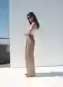 Pantalón Mila Beige Talla 40 Mujer Mango