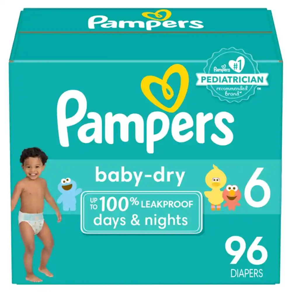 Pampers Pañales Baby-Dry, Talla 6 x 96 Unidades