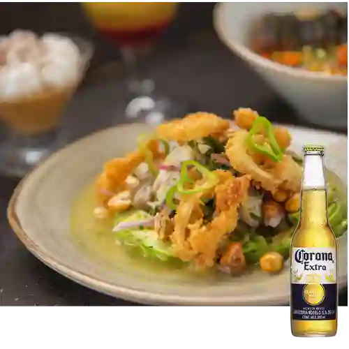 Combo Ceviche Inku + Cerveza Corona Bot. 355ml
