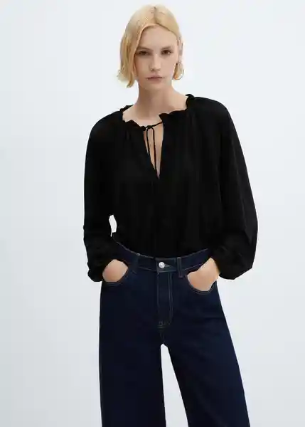 Blusa Sweet Negro Talla L Mujer Mango