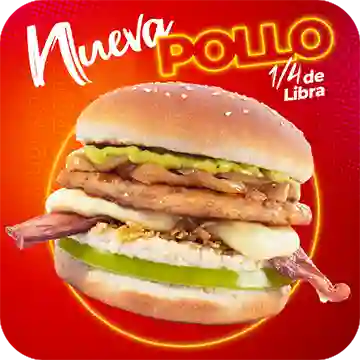 Hamburg de Pollo 1/4 (Queso & Tocineta)