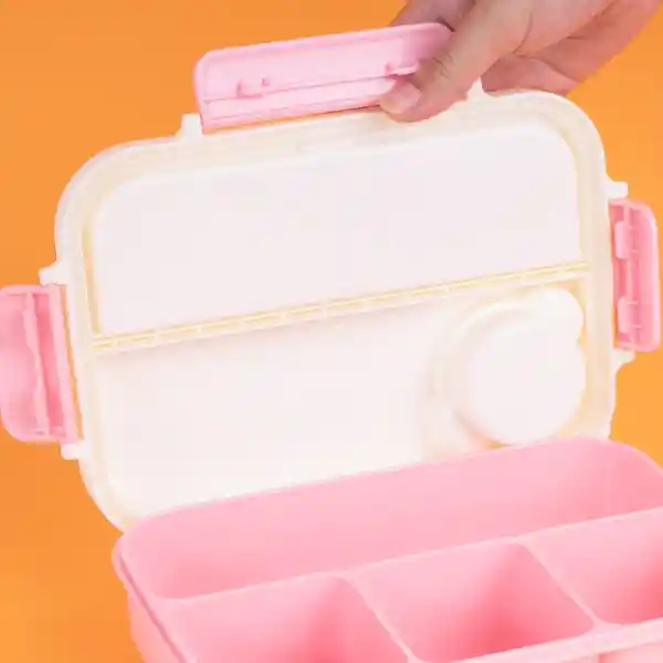 Contenedor Para Alimentos Rosa y Blanco 1300 mL Miniso