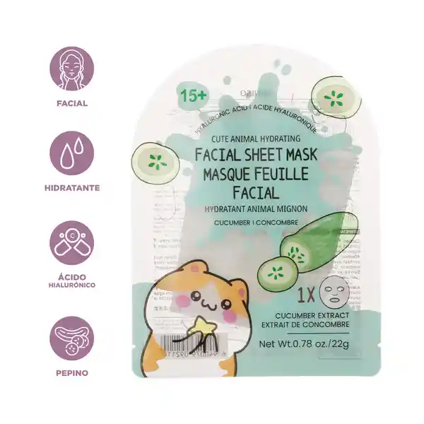 Mascarilla Facial Hidratante Cute Animal Pepino Miniso