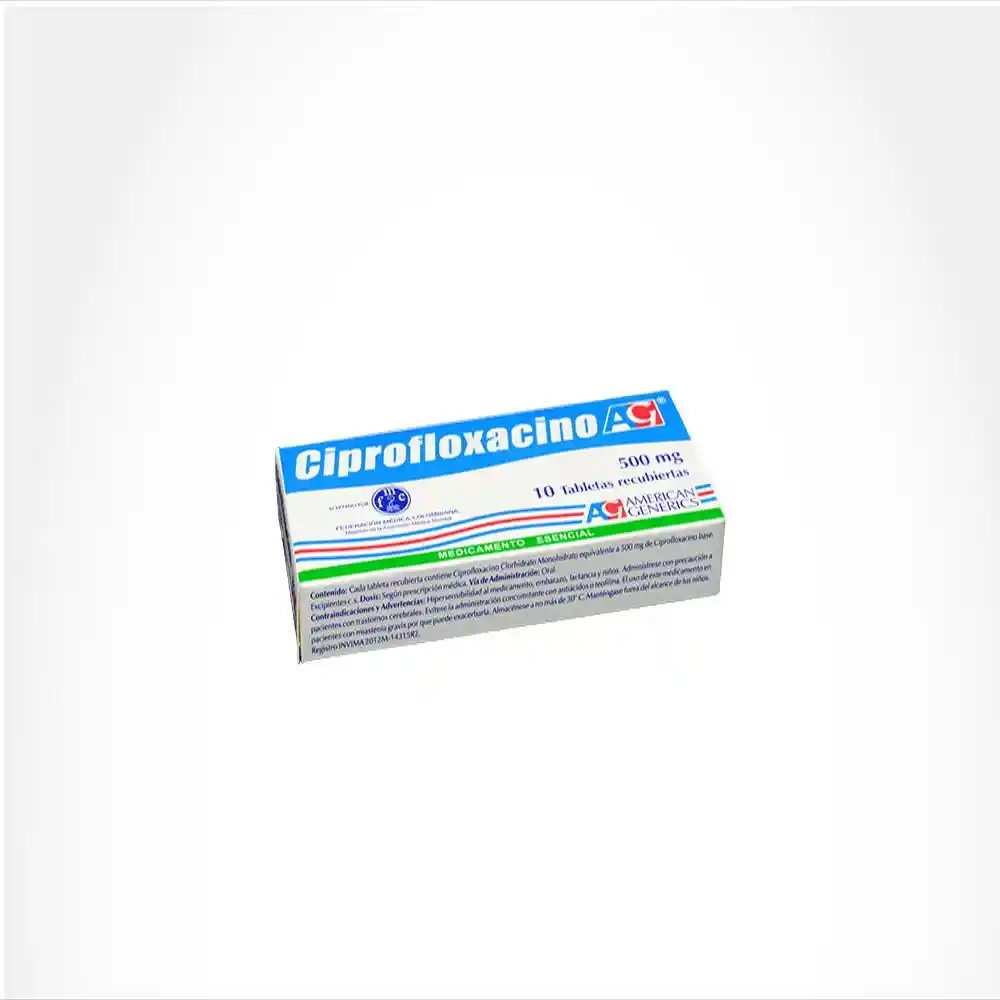 American Generics Ciprofloxacino (500 mg) 10 Tabletas
