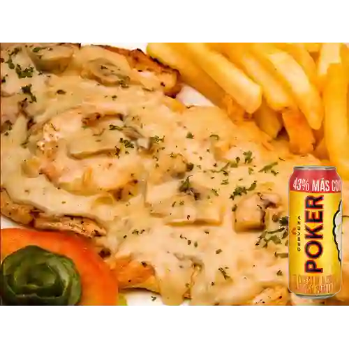 Combo Pechuga en Salsa de Champiñón + Poker 330 ml