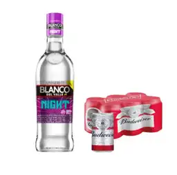 Combo Aguardiente Blanco Del Valle Night + Six Pack Budweiser