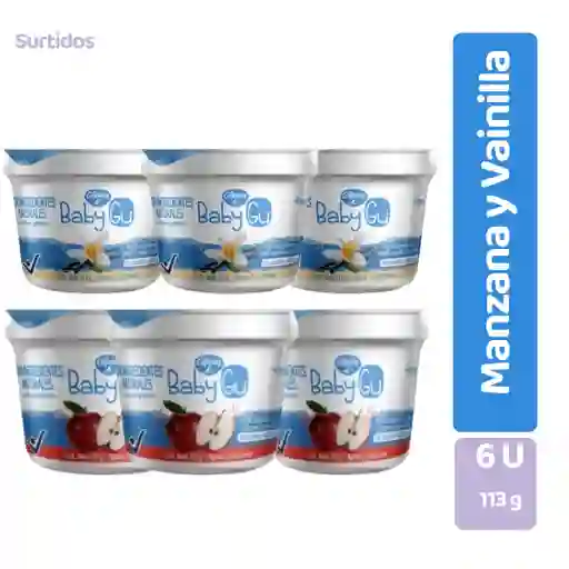 6 x Baby Gu Yogurt Surtidos Manzana y Vainilla