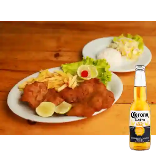Combo Media Chuleta de Cerdo, O Pollo + Corona 330 ml