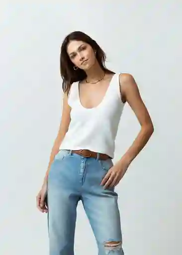 Blusa Tejido Mujer Crudo Marfil Talla L 482G040 Naf Naf